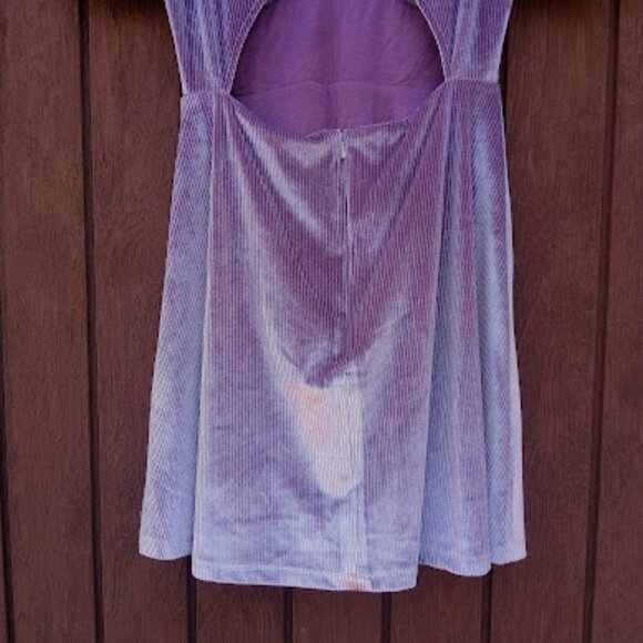 L*SPACE | NWOT Ruby Ribbed Purple Puff Sleeve Velvet Mini Dress In Iris Y2K M - Picture 9 of 12
